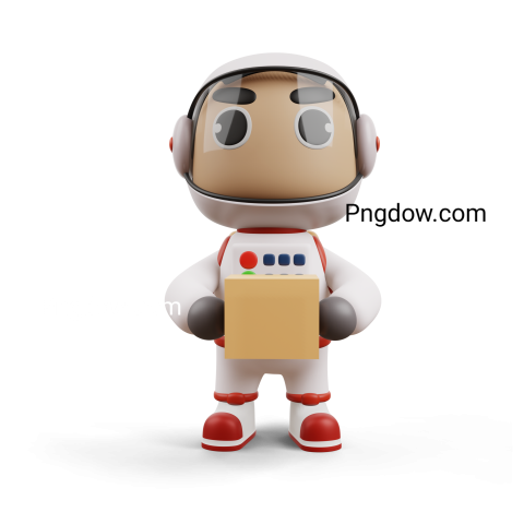 Delivery Spaceman Holding a Box, 3D Rendering