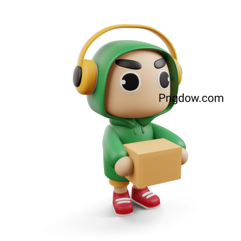 Delivery Man Holding a Box, 3D Rendering (2)