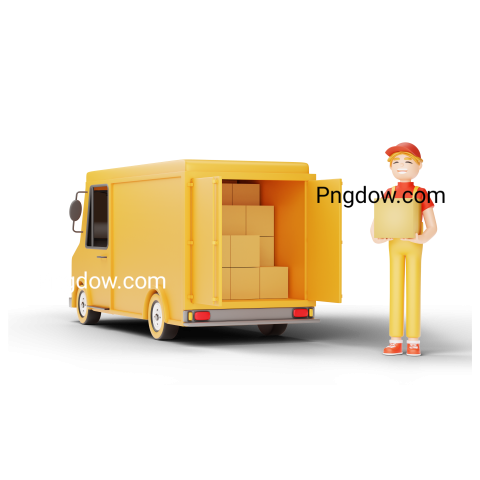 Delivery Man and Truck Png for Free Download