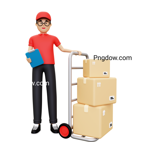 3d courier service transparent background for Free