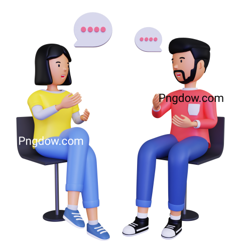 Free Vector transparent background, 3d Male and female character are having a conversation