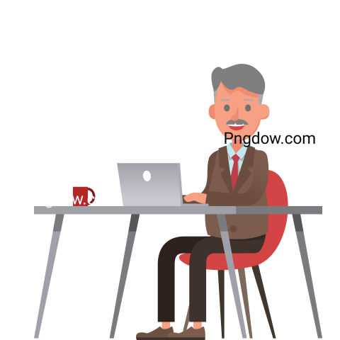 Free Vector transparent background, Businessman Working with a Laptop