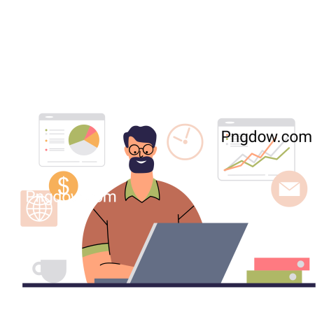 Free Vector transparent background, Man with laptop Illustration