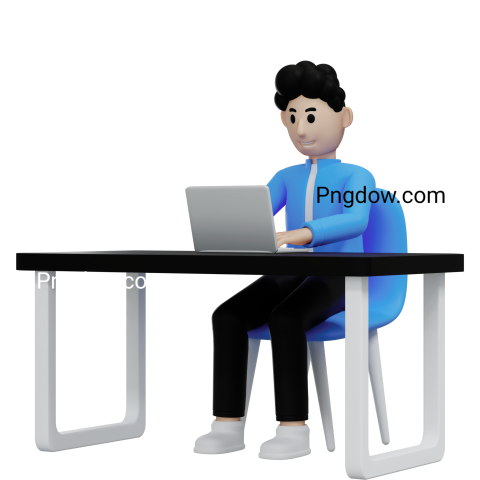 Free Vector transparent background, man working using laptop 3d (2)