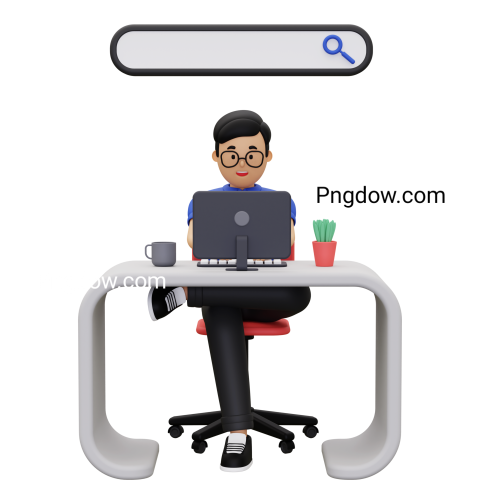 Free Vector transparent background, 3d business man working on laptop (1)