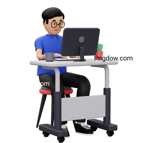 Free Vector transparent background, 3d business man working on laptop (2)