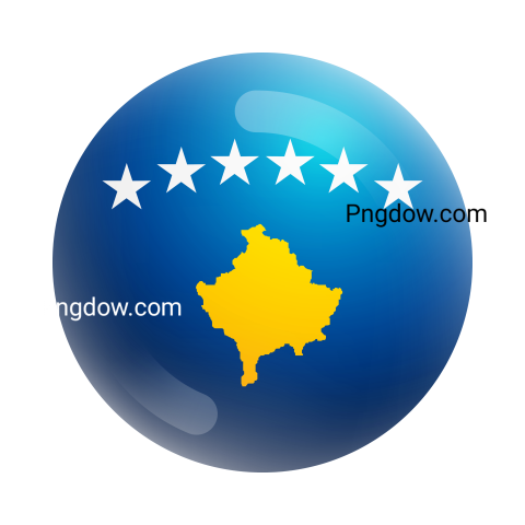 Kosovo National Flag in 3D Circle Illustration