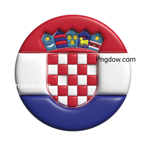 Croatia circular flag shape  3d render