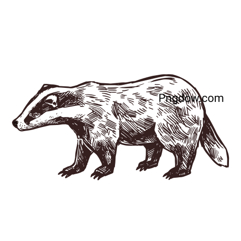 Vector Sketch of Badger Wild Animal Png for Free