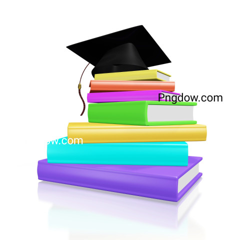 Free Vector, Graduation Cap on Top of Books white background (8)