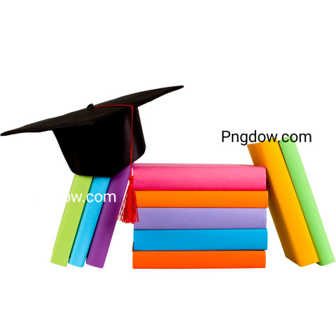 Free Vector, Graduation Cap on Top of Books white background (2)