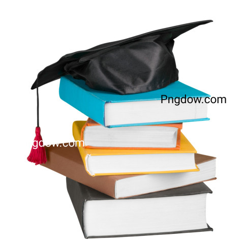 Free Vector, Graduation Cap on Top of Books white background (5)