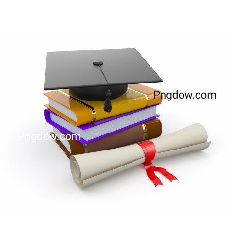 Free Vector, Graduation Cap on Top of Books white background (11)
