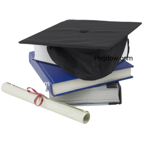 Free Vector, Graduation Cap on Top of Books white background (7)