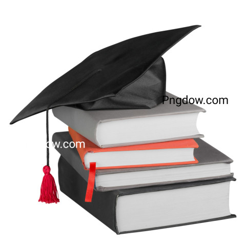 Free Vector, Graduation Cap on Top of Books white background (3)