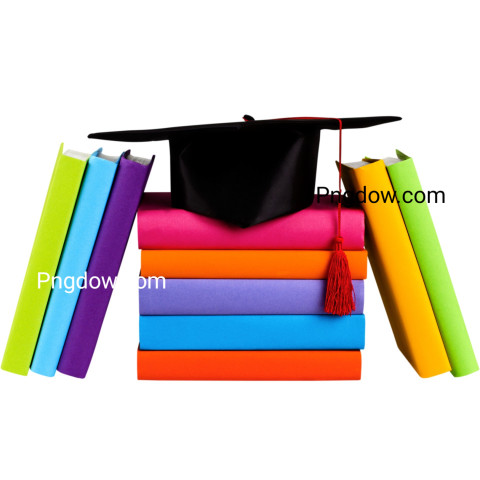 Free Vector, Graduation Cap on Top of Books white background (1)