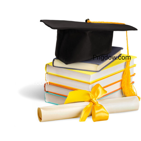 Free Vector, Graduation Cap on Top of Books white background (10)