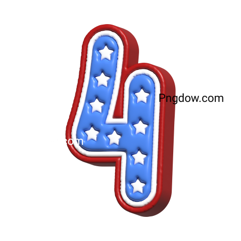 USA Independence Day 3d icon number 4, for free transparent background