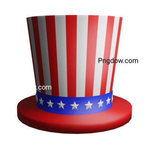3D Independence Day America Hat, for free transparent background