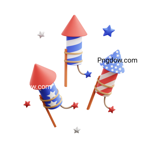 3D Independence Day Firecrackers for free Download, Png