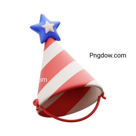 3D Independence Day Party Hat for free, transparent background
