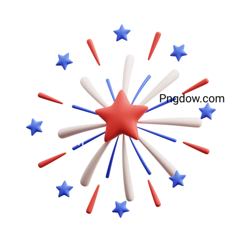 3D Independence Day Fireworks, transparent background (1)