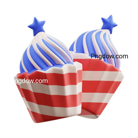 3D Independence Day Cupcakes for free, transparent background