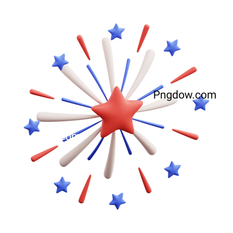 3D Independence Day Fireworks, transparent background