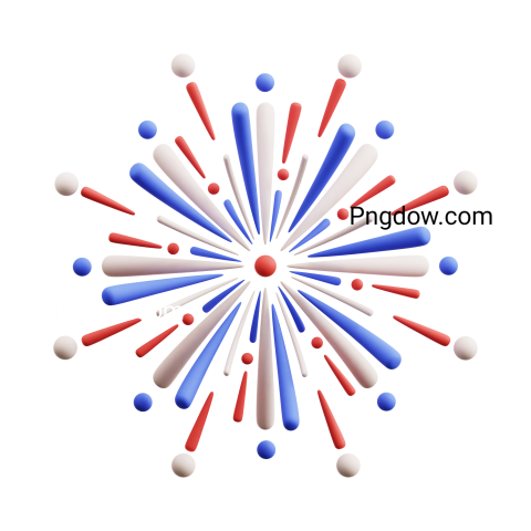 3D Independence Day Fireworks, png background