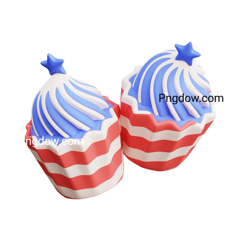 3D Independence Day Cupcakes transparent background