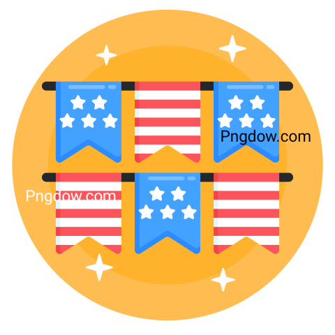 Independence day usa garlands icon transparent background, for free
