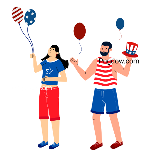 Free 4th of July Png images, Independence Day USA clipart, patriotic Png images, American flag transparent background, (103)