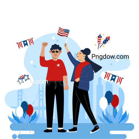 Free 4th of July Png images, Independence Day USA clipart, patriotic Png images, American flag transparent background, (51)