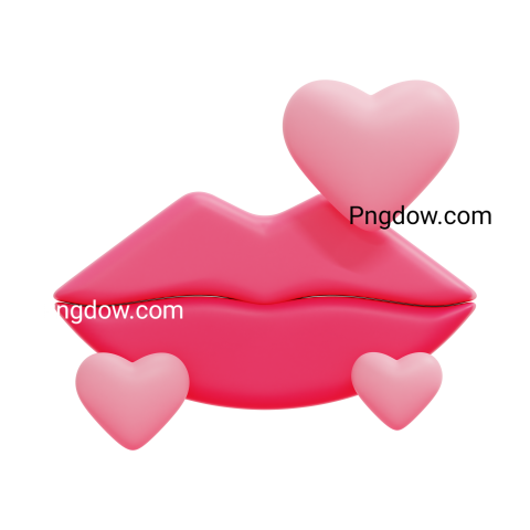 International Kissing Day Mouth kiss 3D Transparent Background for, Free Vector, (7)