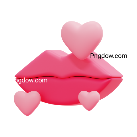 International Kissing Day Mouth kiss 3D Transparent Background for, Free Vector, (8)