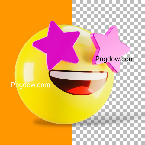3d emoji star struck face PSD transparent background, Free Vector