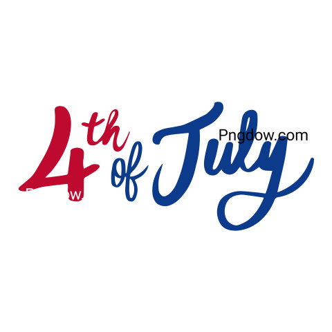 4Th of July  Happy Independence Day Handwritten Lettering, transparent background