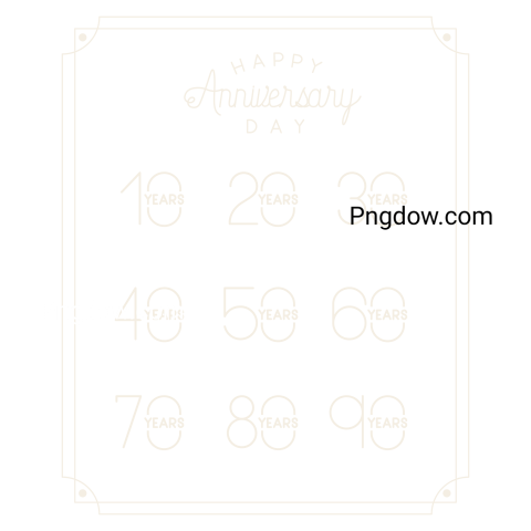 Happy Anniversary Card with Decades, transparent background for free, (10)