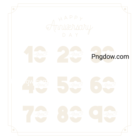 Happy Anniversary Card with Decades, transparent background for free, (13)