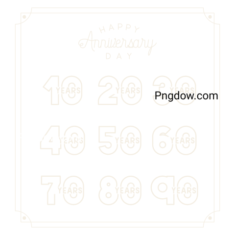Happy Anniversary Card with Decades, transparent background for free, (19)