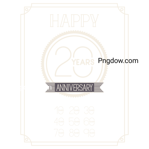 Happy Anniversary Card with Decades, transparent background for free, (4)