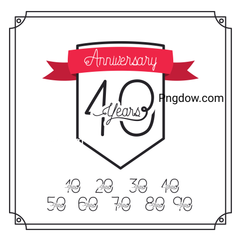 Happy Anniversary Card with Decades, transparent background for free, (7)