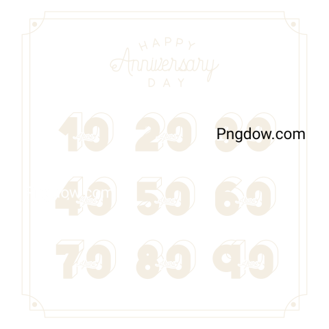 Happy Anniversary Card with Decades, transparent background for free, (11)