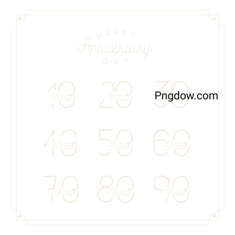 Happy Anniversary Card with Decades, transparent background for free, (9)