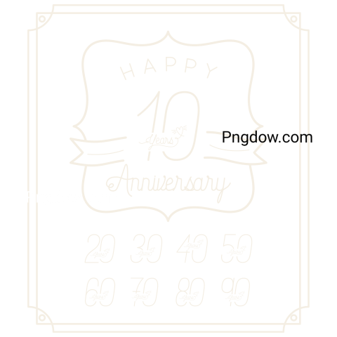 Happy Anniversary Card with Decades, transparent background for free, (1)