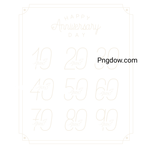 Happy Anniversary Card with Decades, transparent background for free, (15)