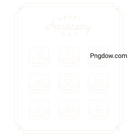 Happy Anniversary Card with Decades, transparent background for free, (20)