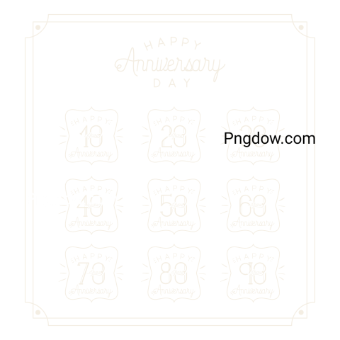 Happy Anniversary Card with Decades, transparent background for free, (5)