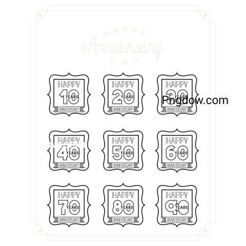 Happy Anniversary Card with Decades, transparent background for free, (3)