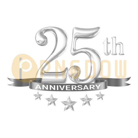 25th Anniversary Silver, transparent background for free,